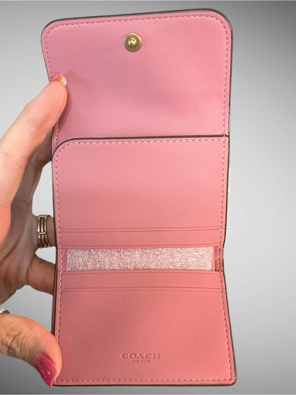 Coach Essential Card Holder Wallet Peony Refined Leather CZ111 NWT - Picture 10 of 14